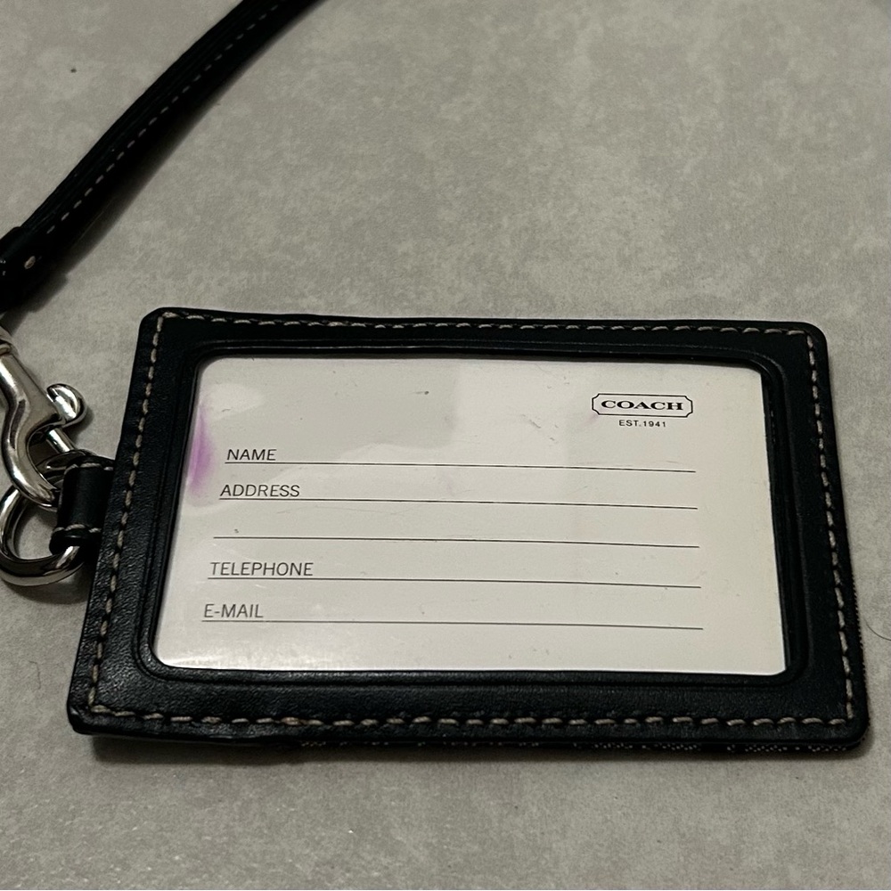 COACH Signature Black Mini C ID Lanyard - Picture 6 of 7